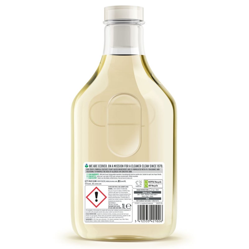 ecover Zero Sensitive Laundry Liquid for Wool and Silk - 1 Litre - Image 2